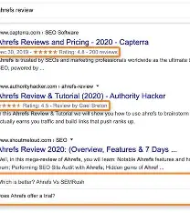 A screenshot of a Google search page showing rich snippets